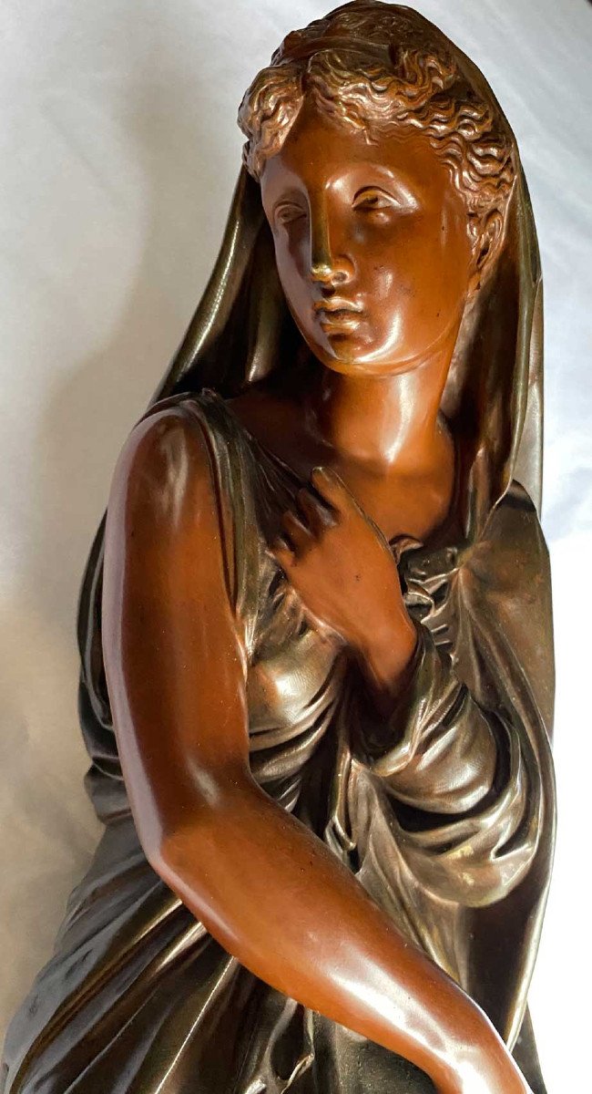 Bronze Sculpture Young Woman Draped On A Rock Signed Maclean-photo-2