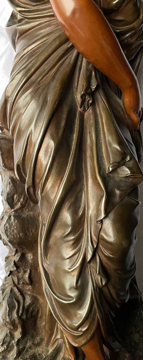 Bronze Sculpture Young Woman Draped On A Rock Signed Maclean-photo-3