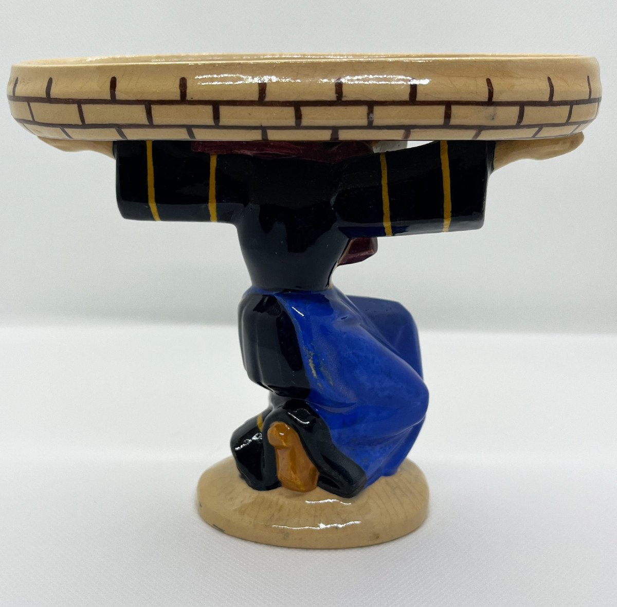 Bigoudène With A Polychrome Enameled Earthenware Cup 1930-photo-3