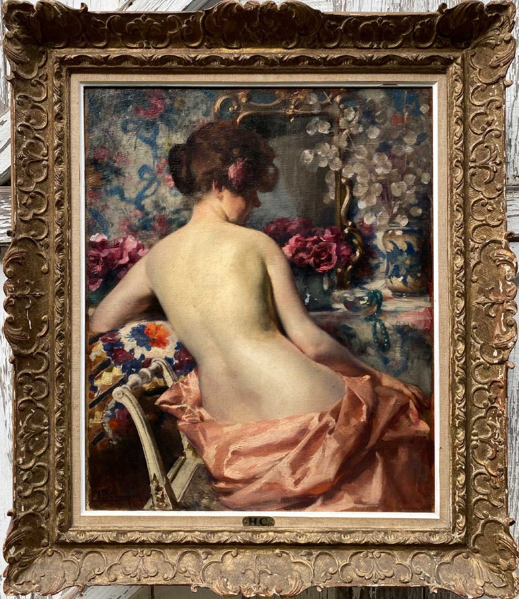 Young Woman At Her Toilet, Jade Necklace By Alexandre François Bonnardel-photo-2