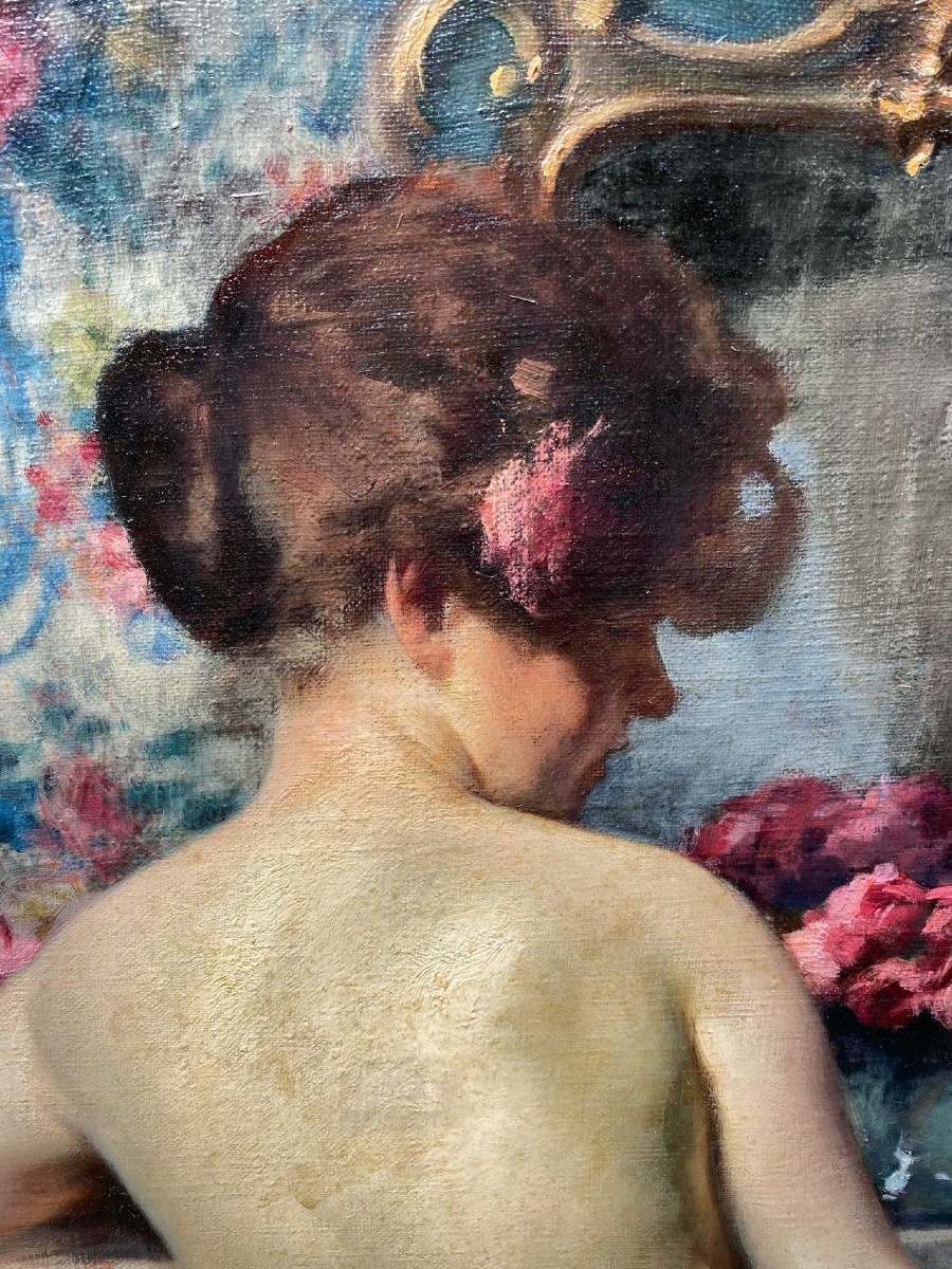 Young Woman At Her Toilet, Jade Necklace By Alexandre François Bonnardel-photo-4