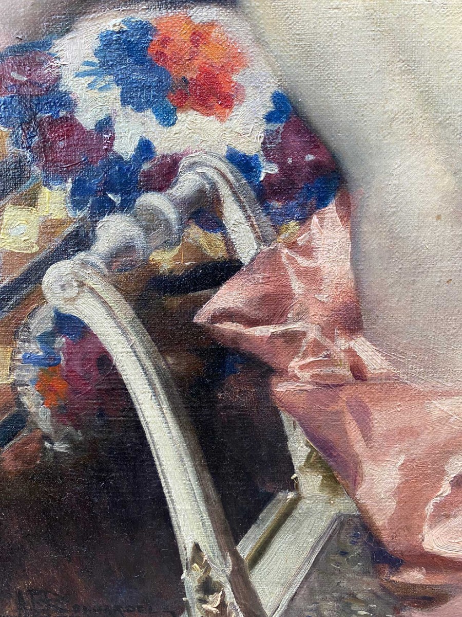 Young Woman At Her Toilet, Jade Necklace By Alexandre François Bonnardel-photo-4