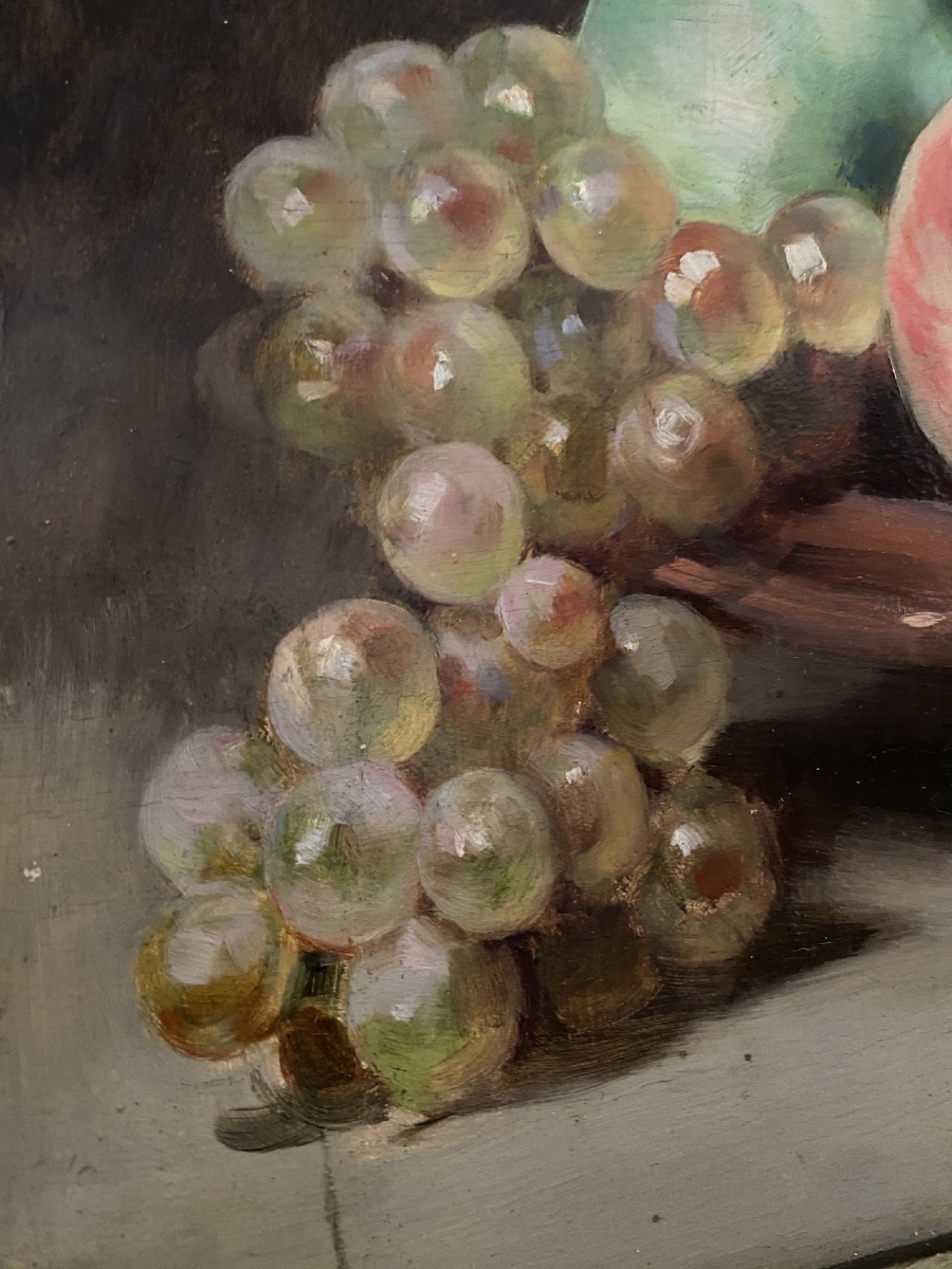 Painting, Alexandre François Bonnardel, Still Life With Apples, Pears, And Grapes-photo-3