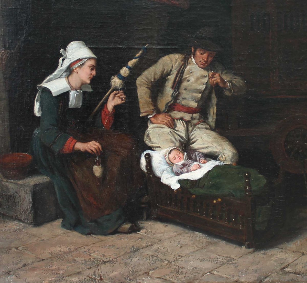 Charles Demory, Breton Interior Scene-photo-7