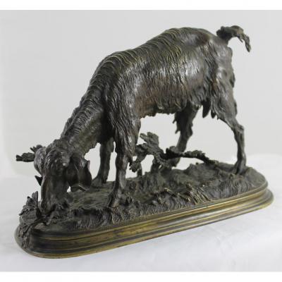 Sculpture Bronze Chèvre, F. Pautrot