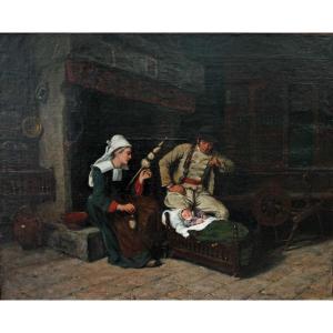 Charles Demory, Breton Interior Scene