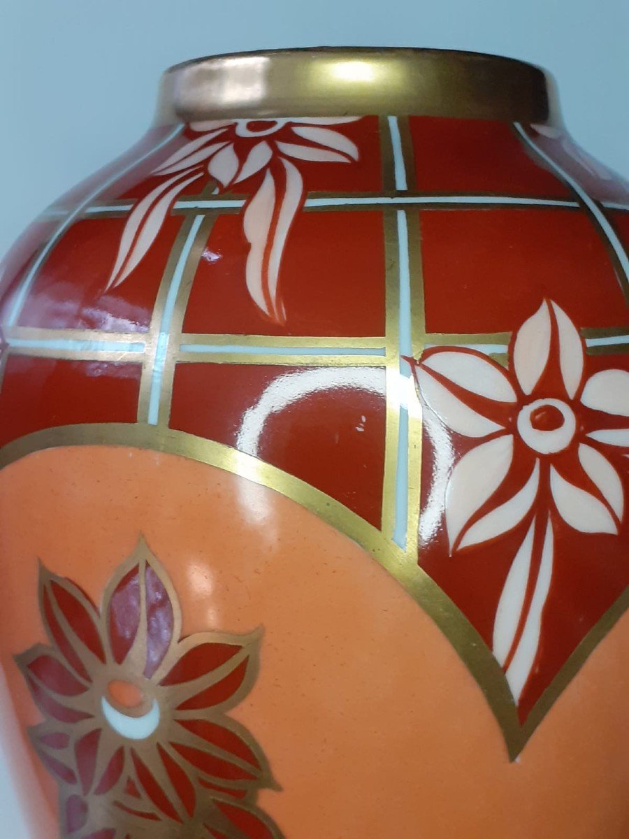 Colorful Limoges Porcelain Vase. Circa 1930-photo-4