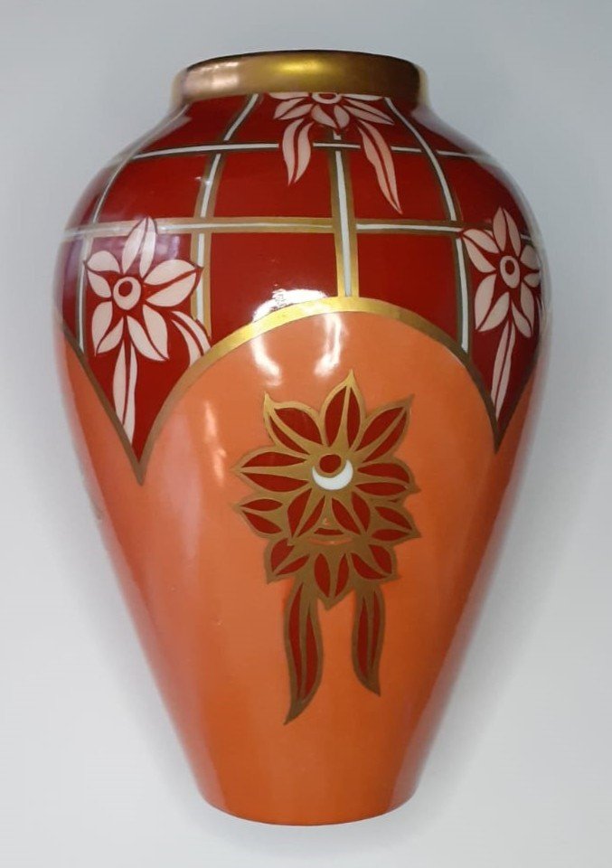 Colorful Limoges Porcelain Vase. Circa 1930