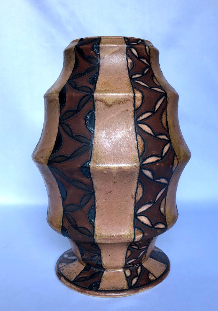 Lampion Shaped Vase From The Odetta Period By René Beauclair - Manufacture Hb Quimper - Brittany-photo-3