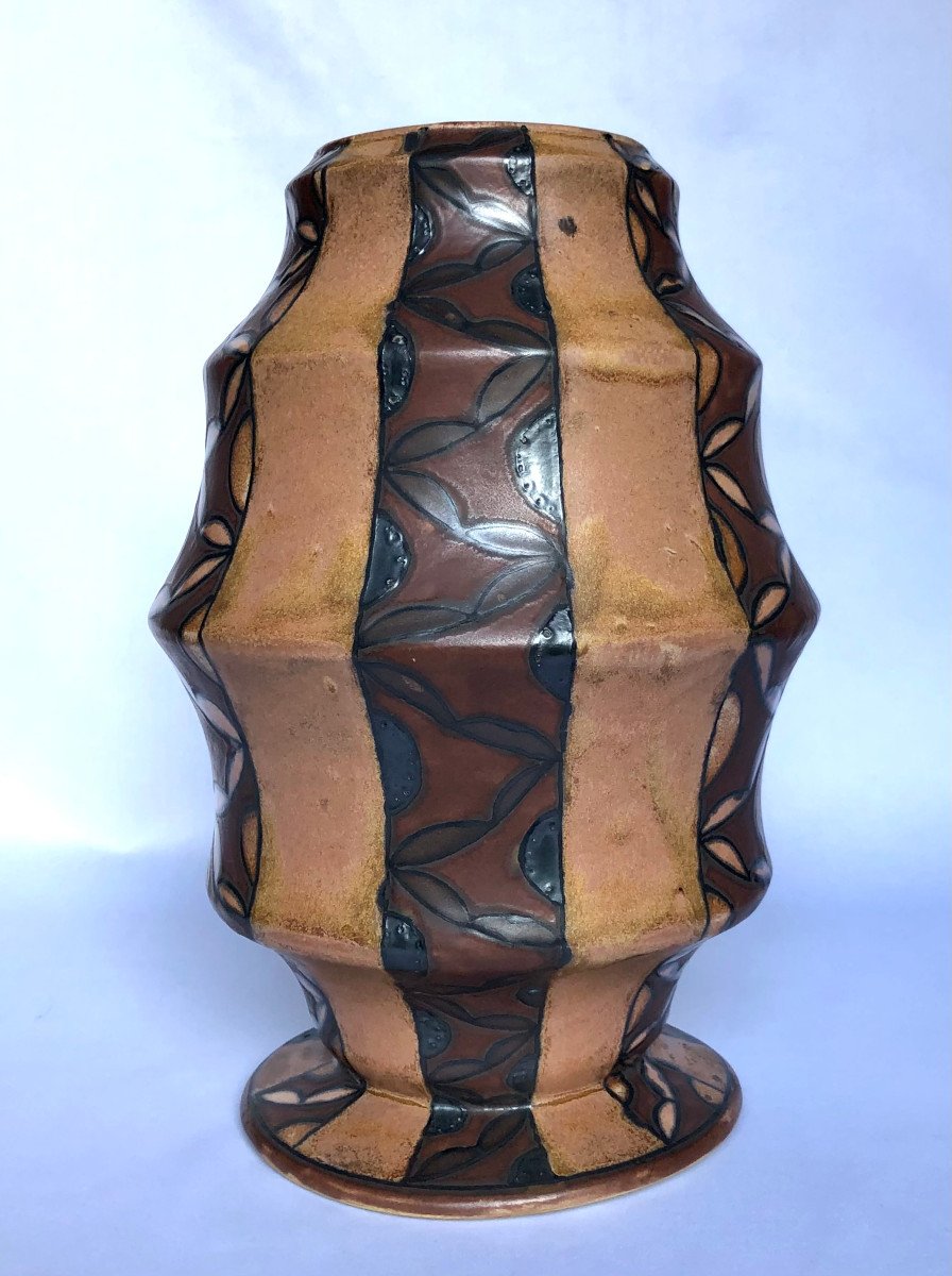 Lampion Shaped Vase From The Odetta Period By René Beauclair - Manufacture Hb Quimper - Brittany