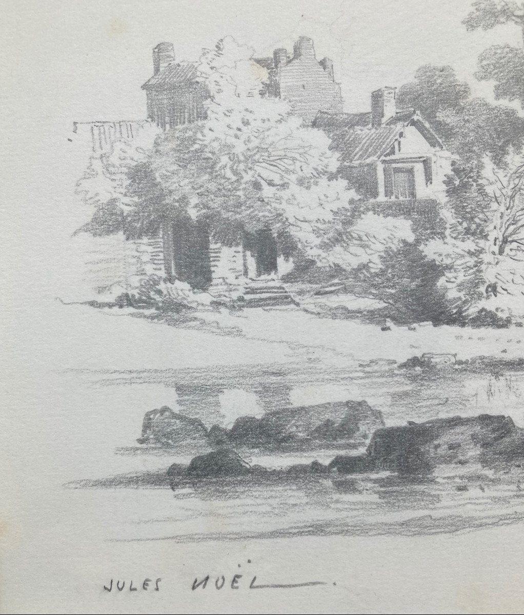 Original Drawing Of The Saint-antoine Bridge In Clisson By Jules Noël, Circa 1855-photo-3