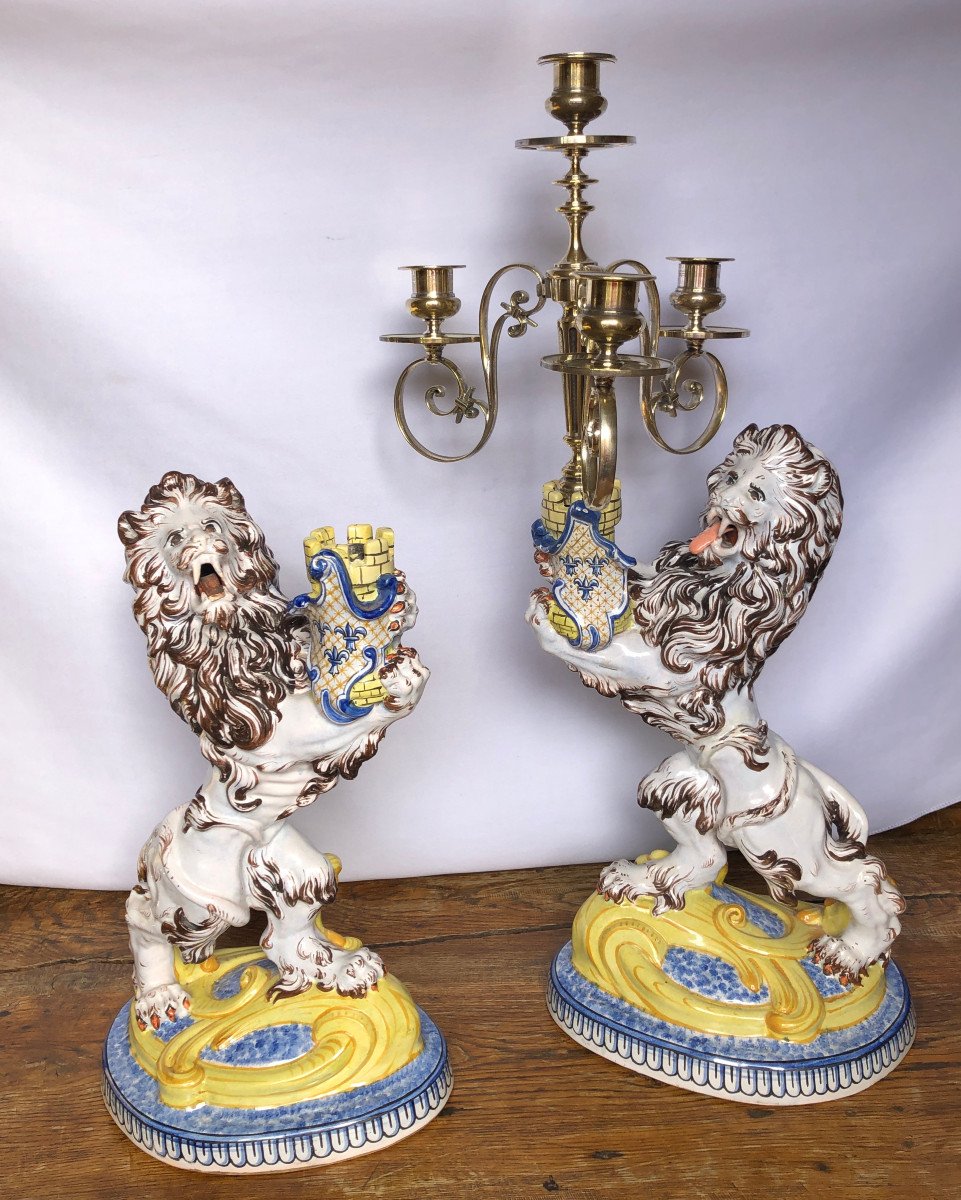 Pair Of Candelabra With Lions By émile Gallé-photo-4