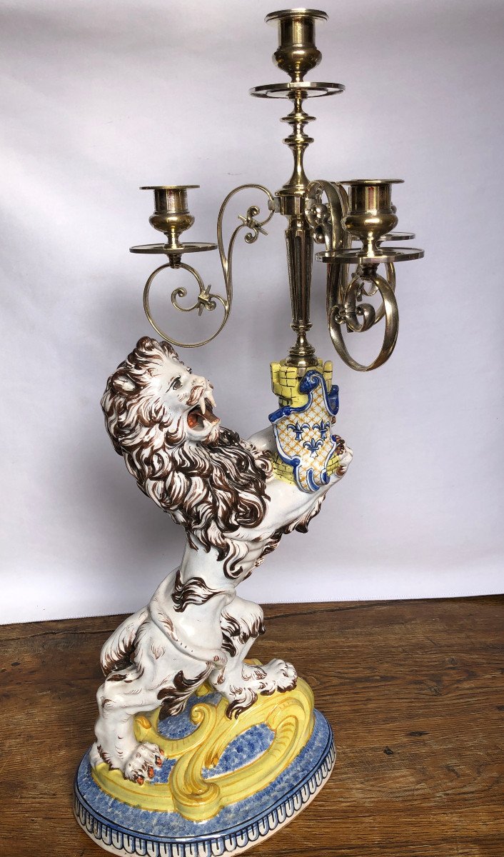 Pair Of Candelabra With Lions By émile Gallé-photo-1