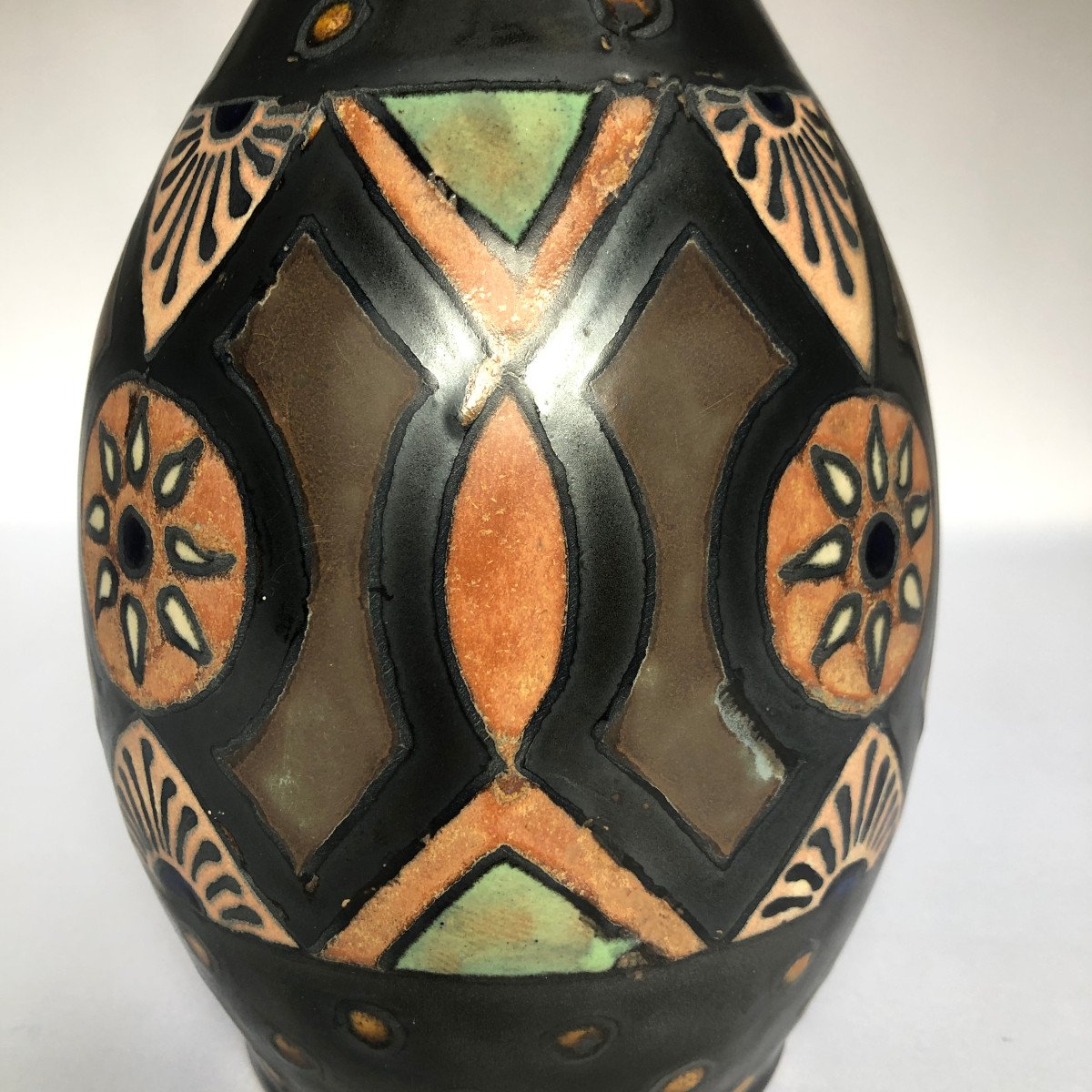 Odetta Vases With Stylized Flower Decor - Manufacture Hb Quimper - Brittany-photo-2