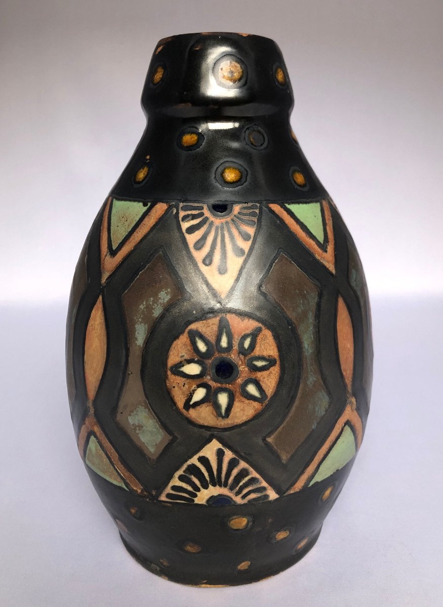 Odetta Vases With Stylized Flower Decor - Manufacture Hb Quimper - Brittany-photo-3