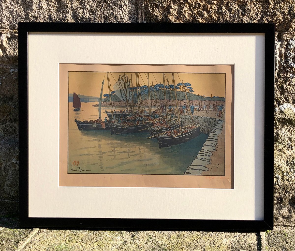 Arrival Of Boats At Tréboul By Henri Rivière - Numbered And Countersigned By The Artist-photo-3