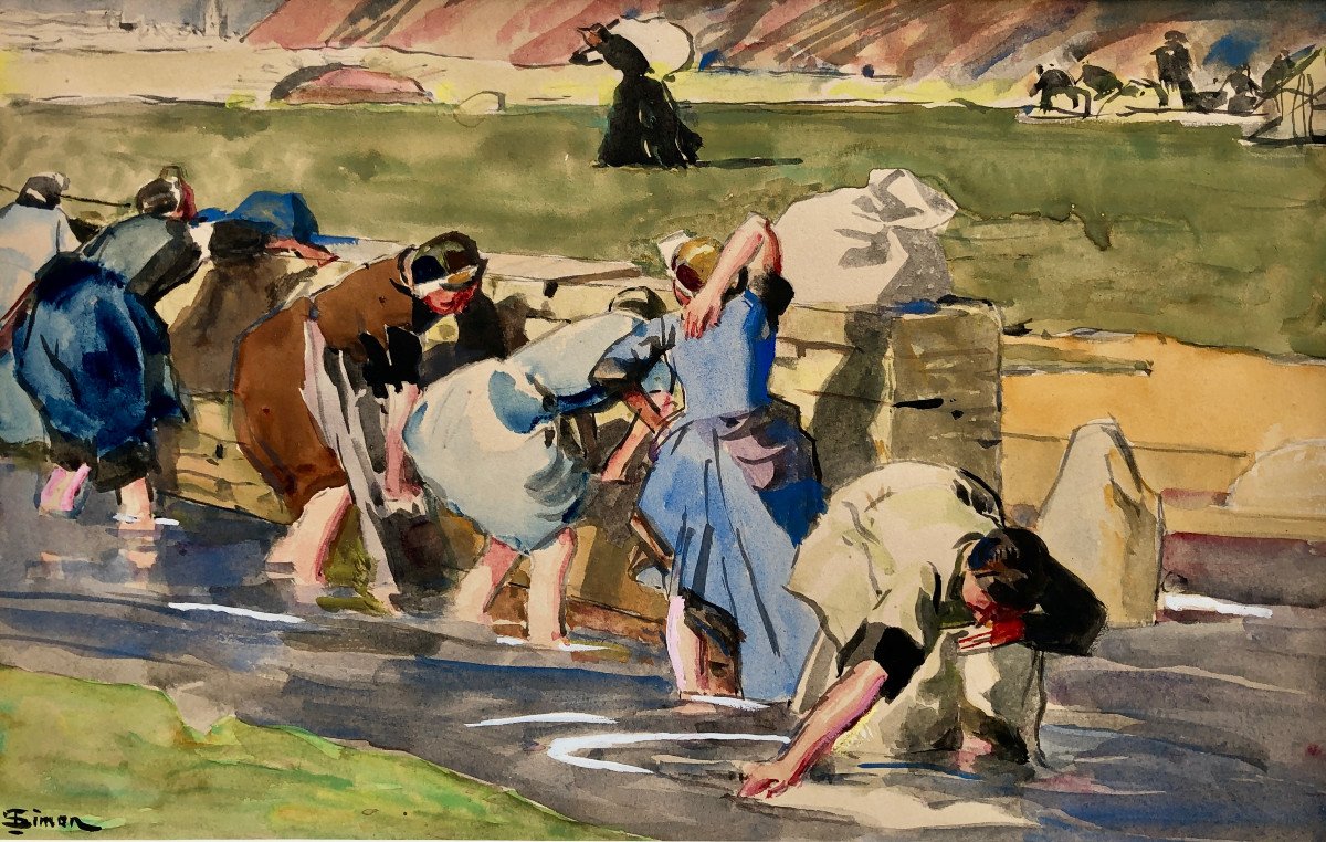 Bigoudènes Au Lavoir By Lucien Simon - Brittany