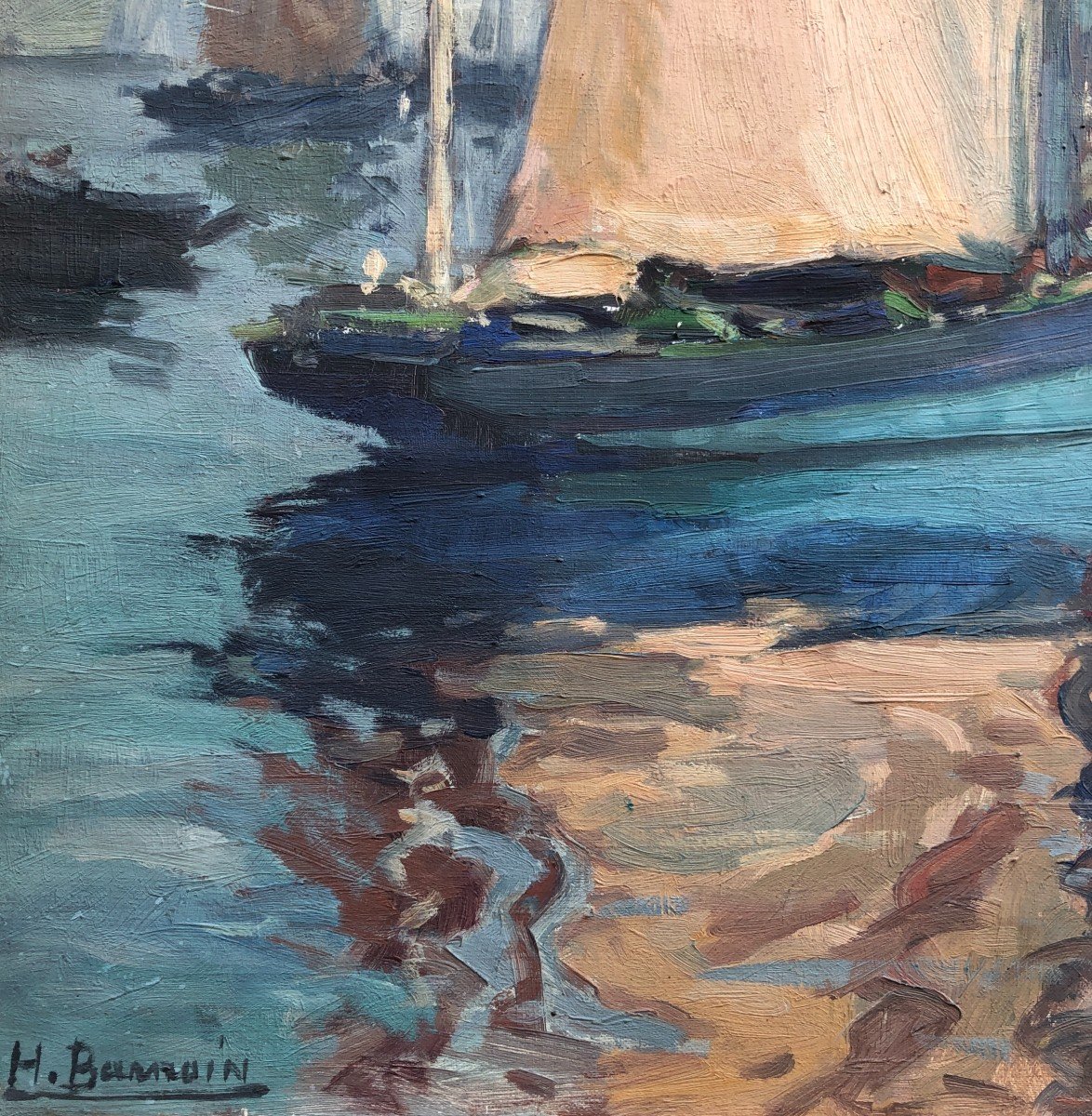 Séchage Des Voiles Devant Les Remparts De Concarneau De Henri Barnoin, Bretagne-photo-2