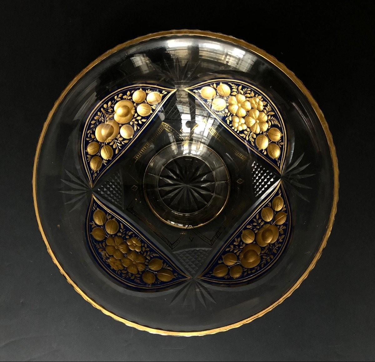 Coupe Saint-louis En Cristal Moulé Décor à l'Or