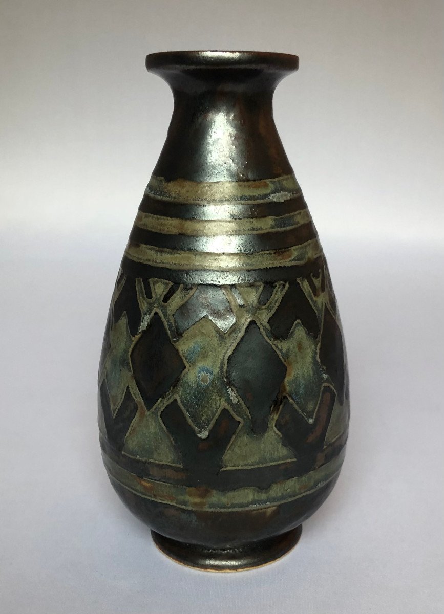 Petit Vase à Col Resserré Et Décor De Losanges - Odetta - Bretagne -photo-3