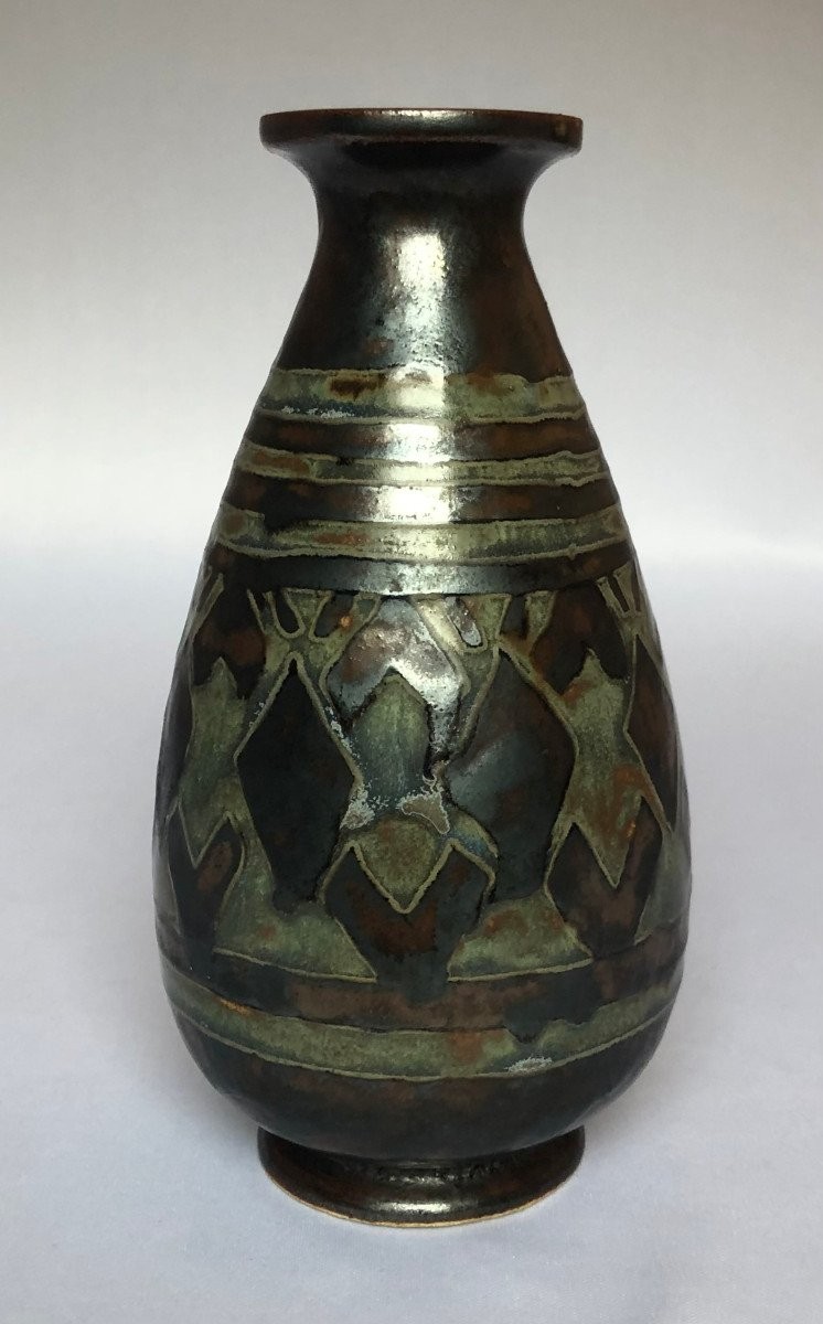 Petit Vase à Col Resserré Et Décor De Losanges - Odetta - Bretagne 