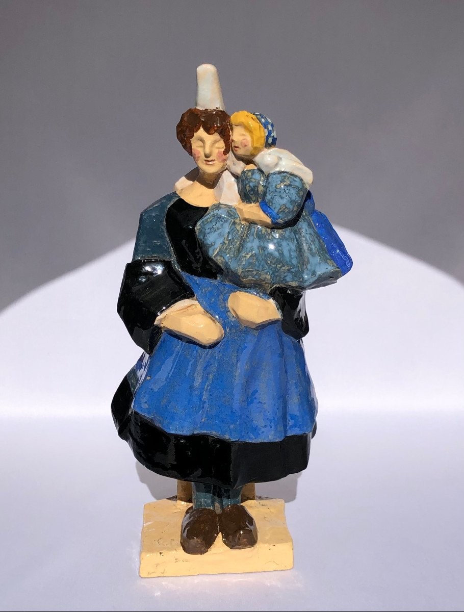 Bigoudène And Her Child By Hélène Renault Known As Ellen - Manufacture Henriot - Brittany