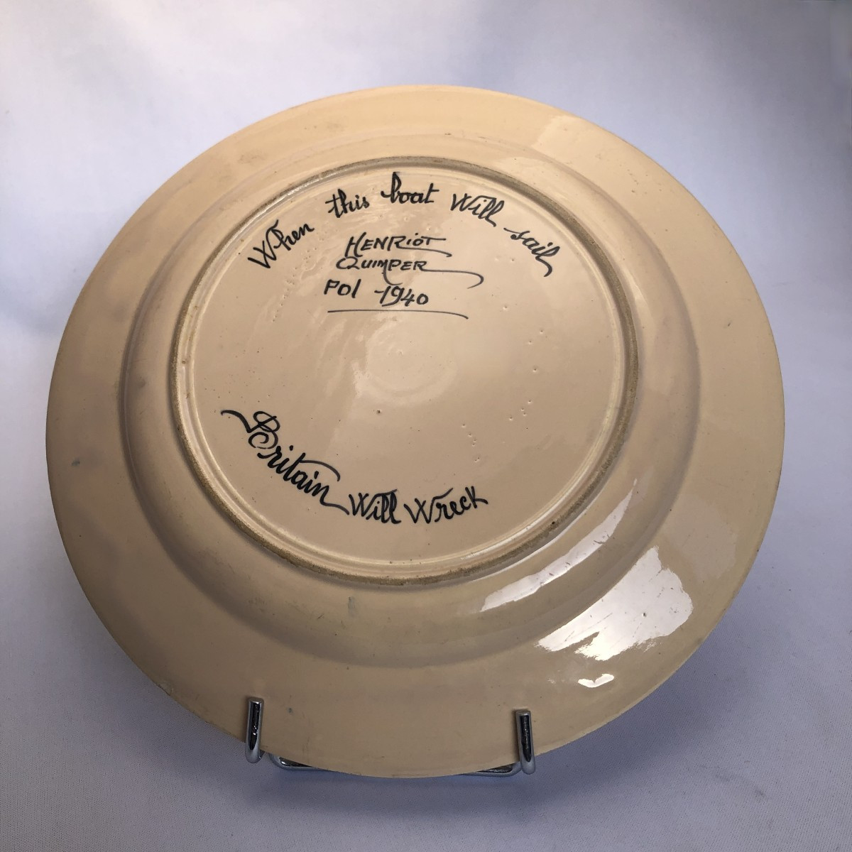 Plate With A Frigate Decoration Announcing The German Invasion, Pol - Brittany-photo-2
