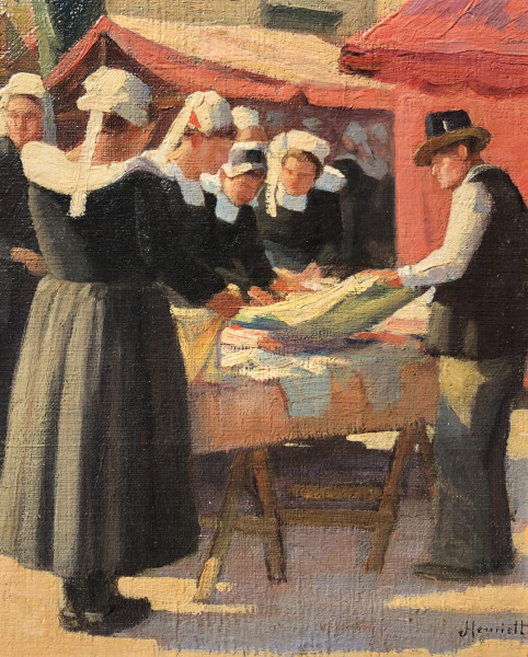 Fabric Market In The Fouesnant Region By Jules-joseph Henriett - Brittany