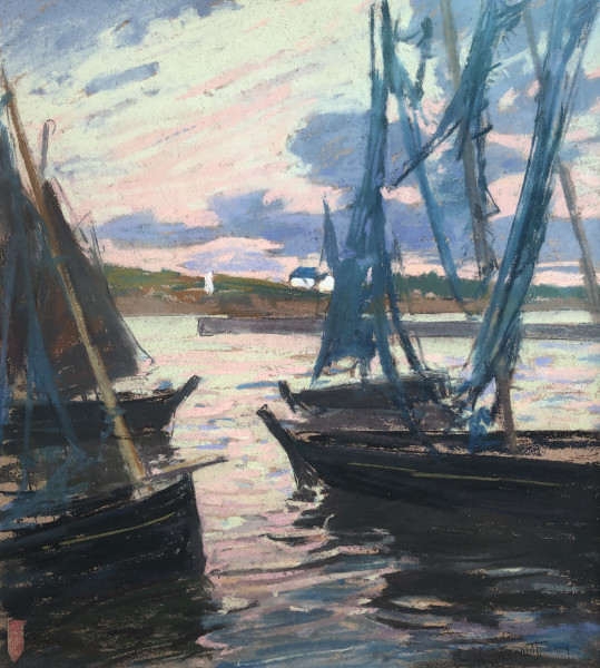 Sardiniers Au Coucher Du Soleil Par Charles Fromuth - Bretagne