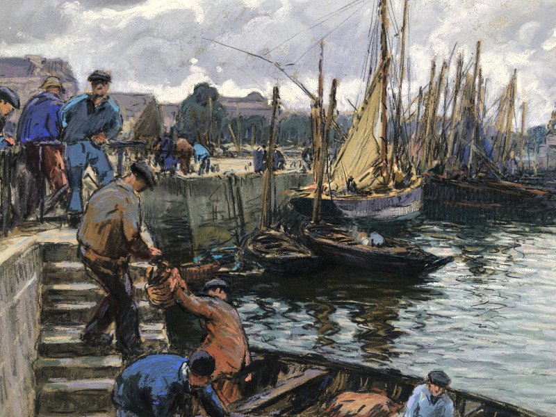 Débarquement du poisson à Concarneau par Henri Barnoin - Bretagne-photo-4