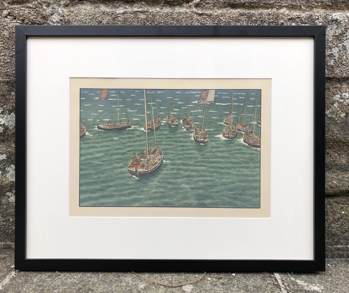 Boats At Anchor - Henri Rivière - Brittany-photo-2