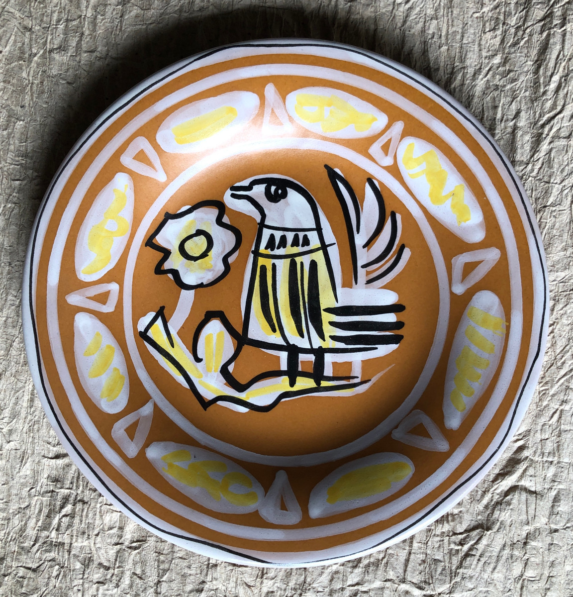 Plate With Bird Decoration - Le Corre Jos - Keraluc Factory - Brittany 