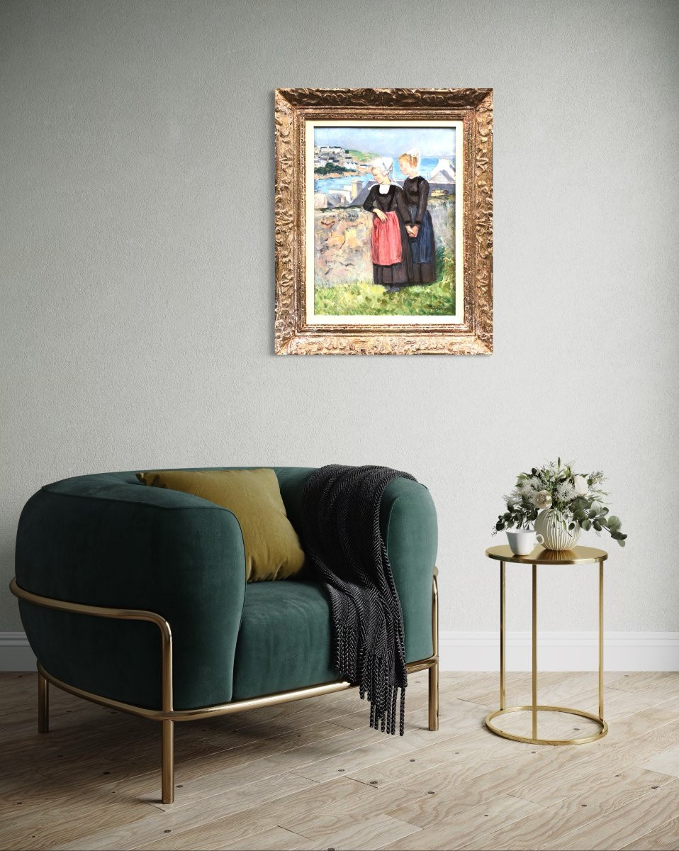 Les deux amies sur les hauteurs de Douarnenez - Émile Dezaunay - Bretagne-photo-4