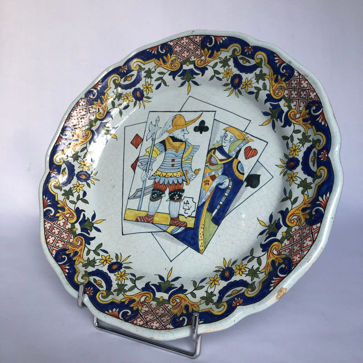 Rare Plate Decorated With Playing Cards - Porquier Beau Factory - Brittany