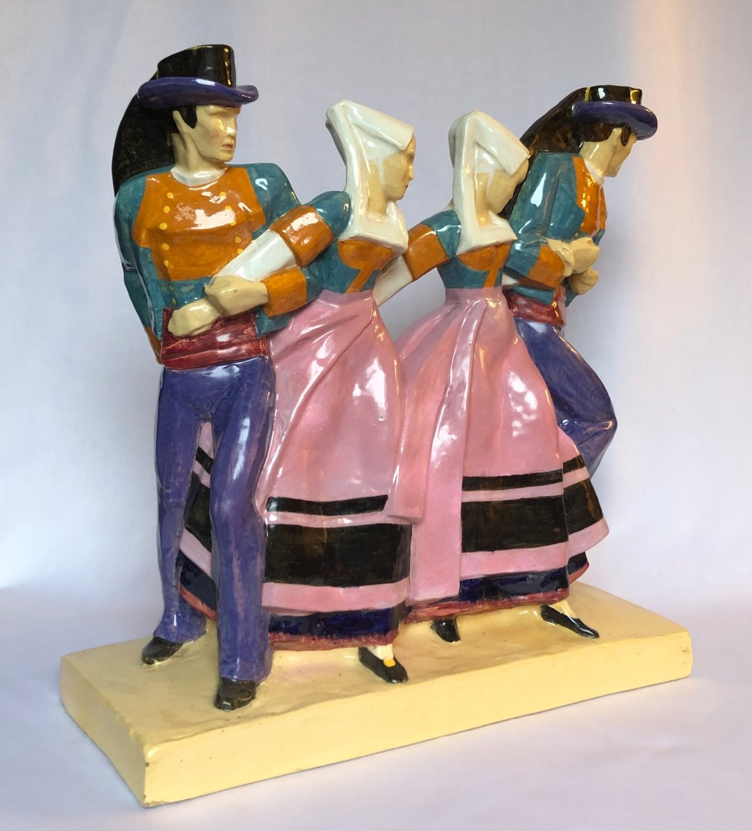 Quatre danseurs de Ploaré - Robert Micheau-Vernez - Manufacture Henriot - Bretagne -photo-2