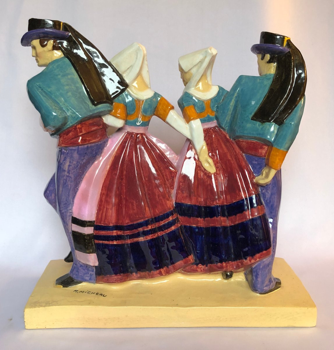 Quatre danseurs de Ploaré - Robert Micheau-Vernez - Manufacture Henriot - Bretagne -photo-4