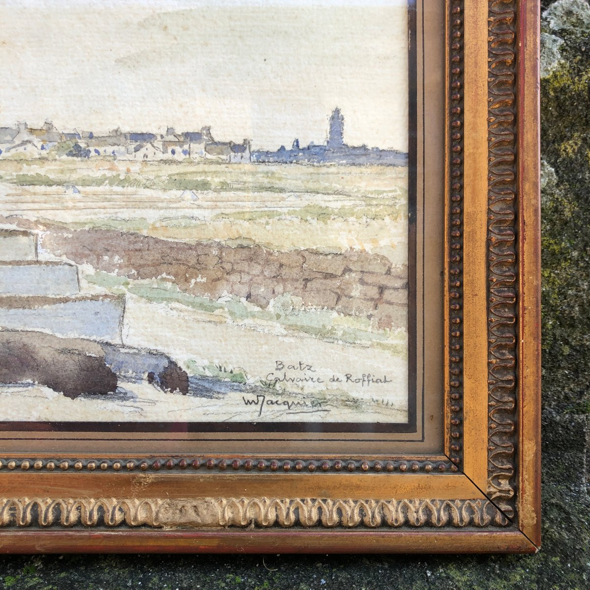 Mère et son enfant au pied du calvaire de Roffiat - Marcel Jacquier - Bretagne -photo-2