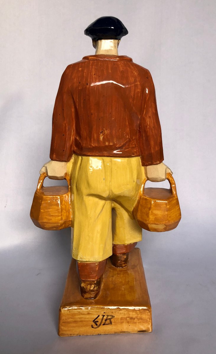 Fisherman And His Fishing Gear - Emile Just Bachelet - Henriot Factory - Brittany -photo-4