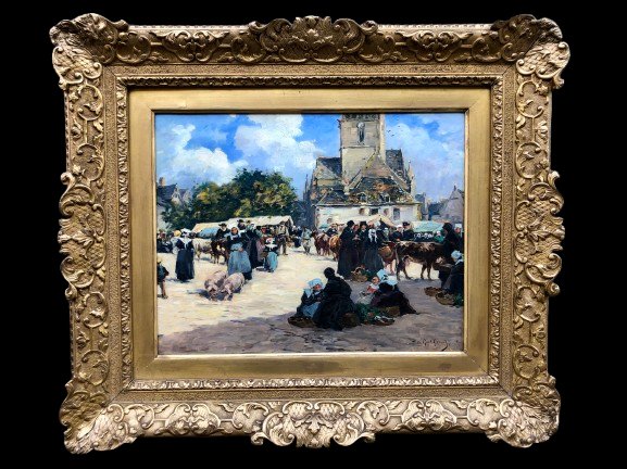 Scène de marché à Quimperlé par Fernand Le Gout-Gérard - Bretagne-photo-3