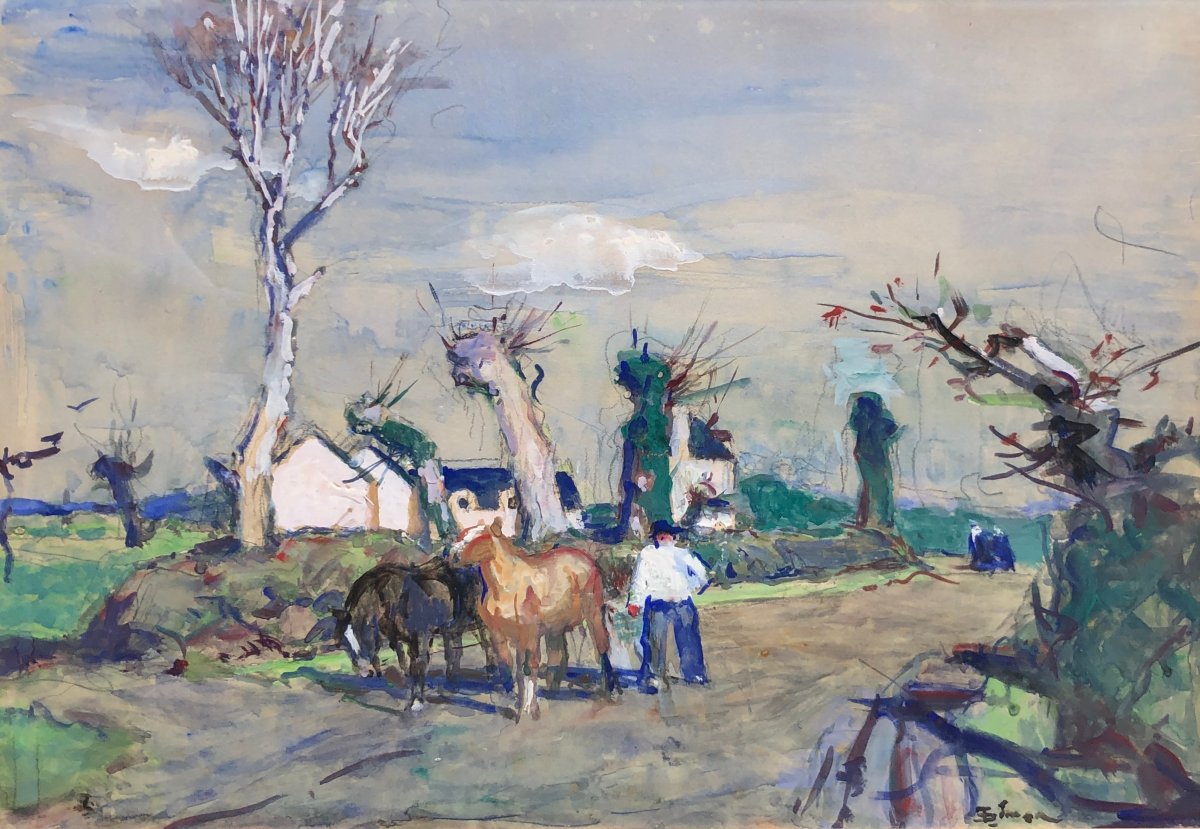 Between Heaven And Earth, A Winter's Day In Brittany By Lucien Simon