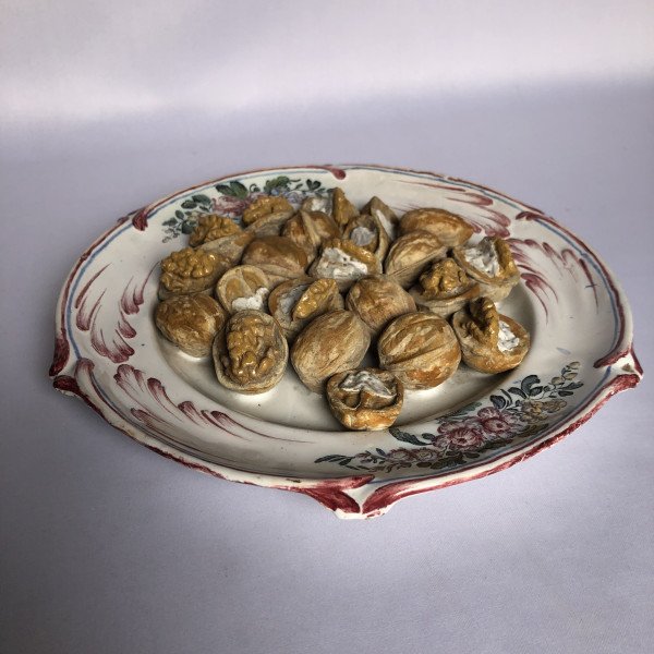 Trompe-l'œil Walnut Plate - Manufacture Lunéville