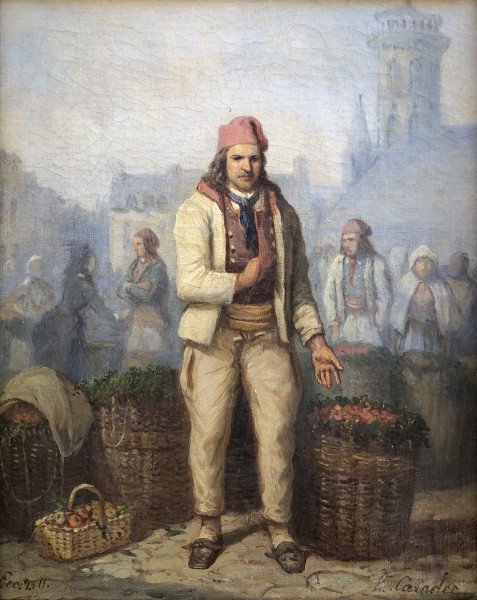 Paire de tableaux d'un couple de Plougastel par Louis Caradec - Bretagne-photo-2