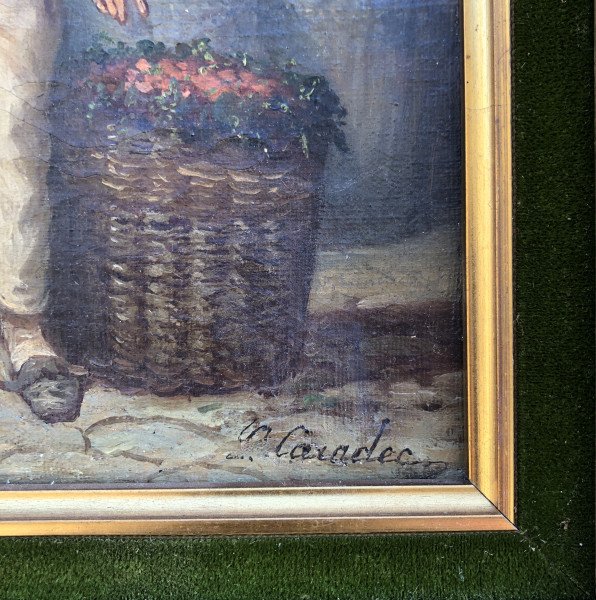 Paire de tableaux d'un couple de Plougastel par Louis Caradec - Bretagne-photo-4