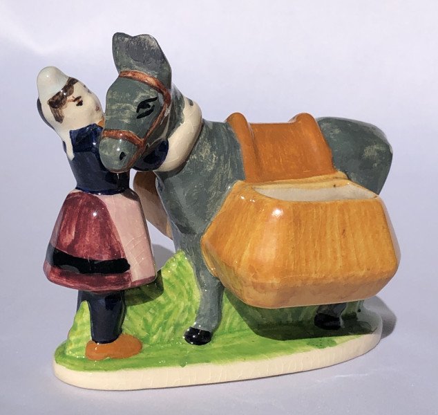 Salt Shaker Decorated With A Bigoudène Woman Riding A Donkey By Charles Maillard - Brittany