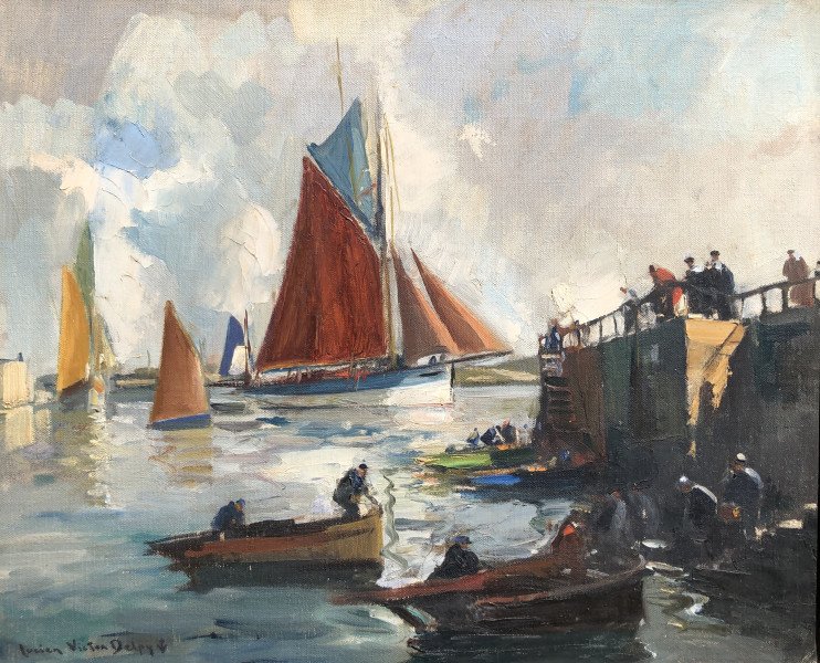 Scene On The Quays Of Concarneau By Lucien-victor Delpy - Brittany