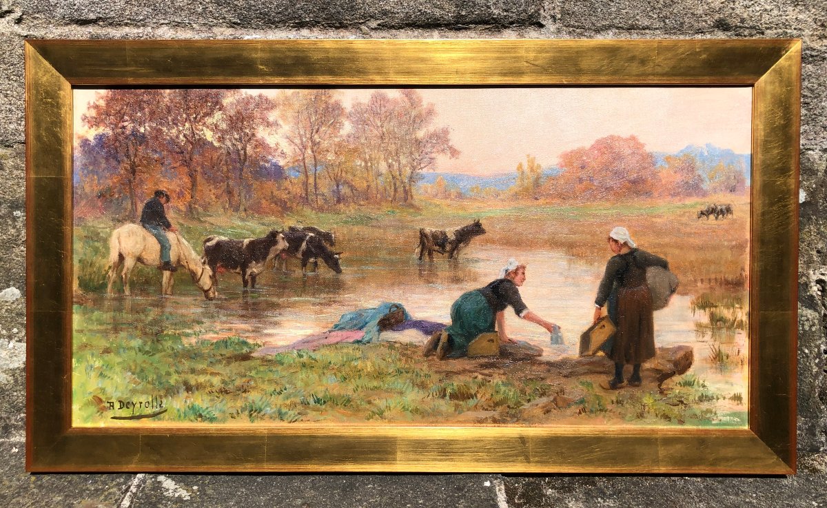 "washerwomen And Peasants" By Théophile Deyrolle, Brittany-photo-2