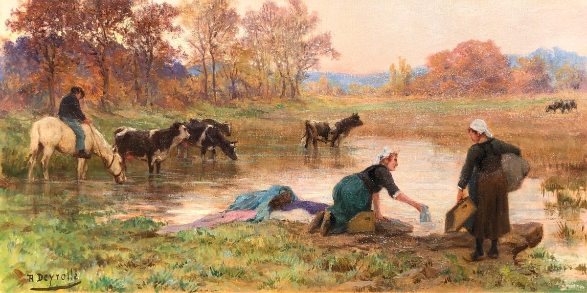 "washerwomen And Peasants" By Théophile Deyrolle, Brittany