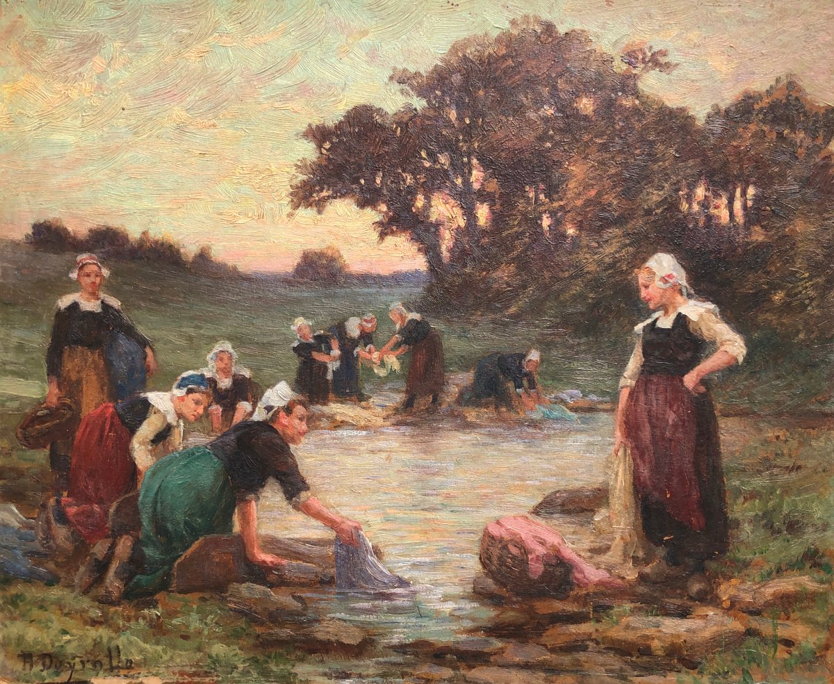 Bretonnes au lavoir par Théophile Deyrolle, Bretagne