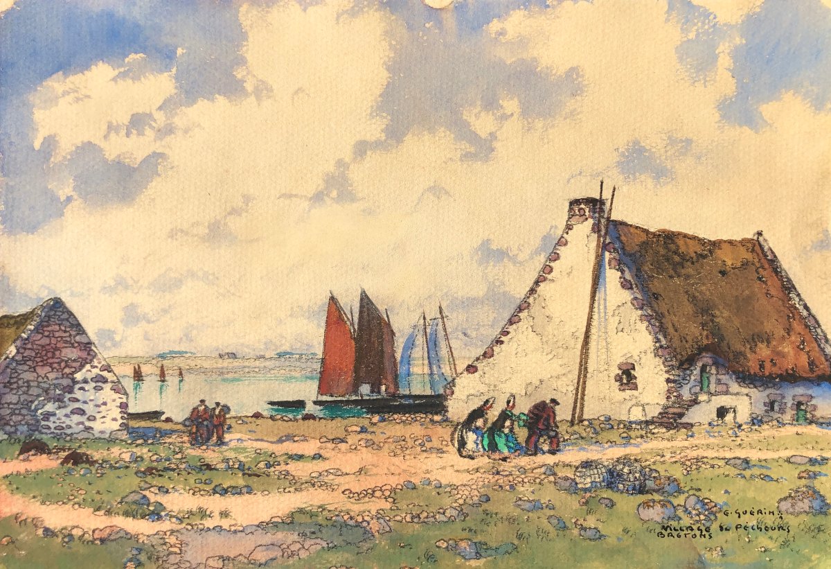 Breton Fishing Village By Ernest Guérin, Brittany