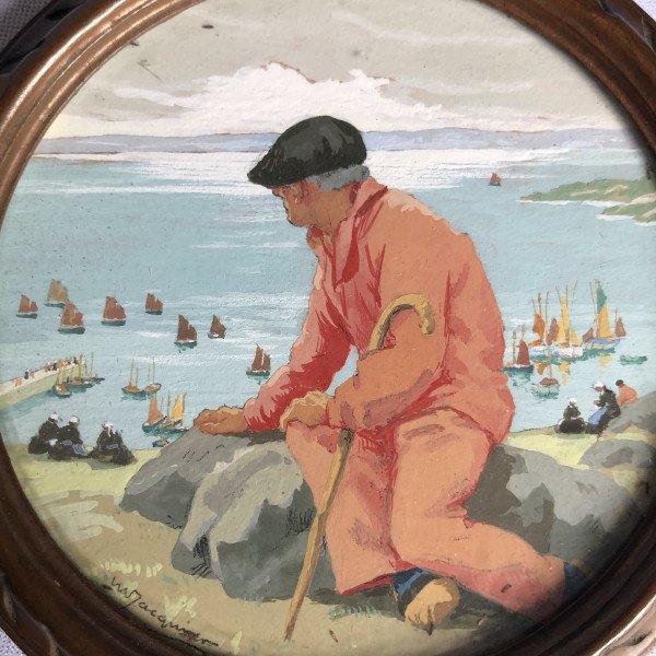 The Old Fisherman At Tréboul By Marcel Jacquier - Brittany-photo-2